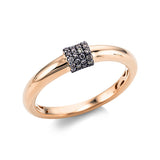 Ring 18 kt RG, Fassung schwarz rhodiniert, 26 Brill. 0,13 ct, braun