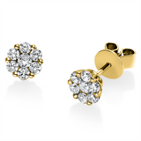 Ohrstecker 18 kt GG, 4 Brill. 0,15 ct, TW-si, 10 Brill. 0,38 ct, TW-si