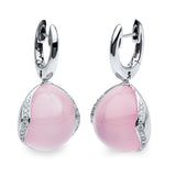 Ohrschmuck 18 kt WG, 36 Brill. 0,28 ct, TW-vsi, 2 Rosenquarz 29,70 ct rosé