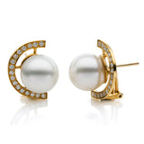 Ohrstecker 18 kt GG, 34 Brill. 0,65 ct, W-si, 2 SS 12,5 mm