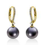 Ohrschmuck 18 kt GG, 22 Brill. 0,16 ct, W-si, 2 TA dunkel 9,5 mm