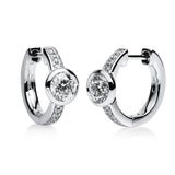 Creolen 14 kt WG, 16 Brill. 0,10 ct, TW-si, 2 Brill. 1,00 ct, TW-si