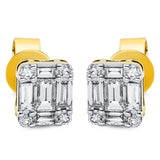 Ohrstecker 18 kt GG, 10 Bag. 0,60 ct, TW-si, 8 Brill. 0,11 ct, TW-si