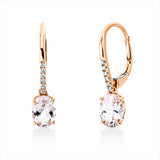 Ohrschmuck 14 kt RG, 12 Brill. 0,06 ct, TW-si, 2 Morganit 1,40 ct rosé