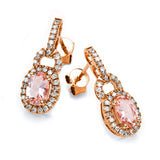 Ohrschmuck 14 kt RG, 66 Brill. 0,25 ct, TW-si, 2 Morganit 0,77 ct rosé