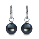 Ohrschmuck 18 kt WG, 24 Brill. 0,09 ct, W-si, 2 TA dunkel 10 mm