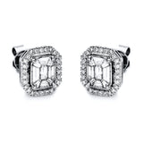 Ohrstecker 18 kt WG, 8 Bag. 0,17 ct, TW-si, 6 Bag. 0,30 ct, TW-si, 4 Bag. 0,28 ct, TW-si, 52 Brill. 0,19 ct, TW-si