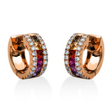 Creolen 18 kt RG, 48 Brill. 0,32 ct, TW-si, 14 Saphire 0,75 ct fancy