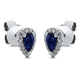 Ohrstecker 18 kt WG, 28 Brill. 0,14 ct, TW-vsi, 2 Saphire 0,63 ct blau