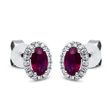 Ohrstecker 18 kt WG, 32 Brill. 0,16 ct, TW-si, 2 Rubine 1,06 ct rot