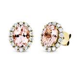 Ohrstecker 18 kt GG, 28 Brill. 0,59 ct, TW-si, 2 Morganit 2,34 ct rosé