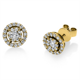 Ohrstecker 14 kt GG, 2 Brill. 0,15 ct, TW-si, 48 Brill. 0,45 ct, TW-si