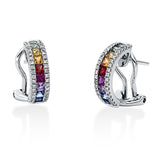 Creolen 18 kt WG, 72 Brill. 0,27 ct, TW-vsi/si, 18 Saphire 0,90 ct multicolor