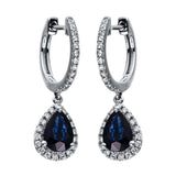 Ohrschmuck 18 kt WG, 62 Brill. 0,40 ct, TW-si, 2 Saphire 1,73 ct blau