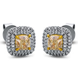 Ohrstecker 18 kt WG+GG, 96 Brill. 0,22 ct, TW-si, 2 Dia. 1,07 ct, gelb