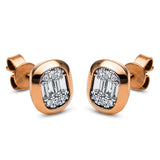 Ohrstecker 18 kt RG, 8 Bag. 0,16 ct, TW-si, 12 Brill. 0,07 ct, TW-si