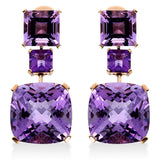 Ohrschmuck 18 kt RG, 2 Amethyste 14,35 ct pink, 4 Amethyste 4,05 ct pink