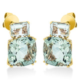 Ohrstecker 18 kt GG, 2 Amethyste 12,30 ct grün, 2 Amethyste 2,10 ct grün