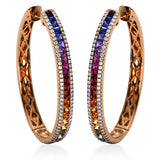 Creolen 18 kt RG, 160 Brill. 0,75 ct, TW-si, 46 Saphire 2,53 ct multicolor