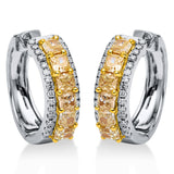 Creolen 18 kt WG+GG, 60 Brill. 0,44 ct, TW-si, 12 Cushion 2,84 ct, gelb