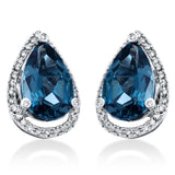 Ohrstecker 18 kt WG, 66 Brill. 0,24 ct, TW-pi, 2 Topase 5,34 ct Lond. blue