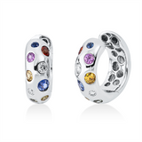 Creolen 18 kt WG, 4 Brill. 0,14 ct, TW-vsi, 14 Saphire 1,22 ct multicolor