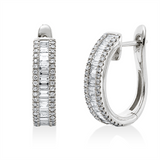 Creolen 18 kt WG, 84 Brill. 0,24 ct, TW-si, 43 Bag. 0,59 ct, TW-si