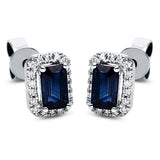 Ohrstecker 18 kt WG, 36 Brill. 0,09 ct, TW-si, 2 Saphire 0,84 ct blau