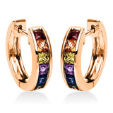 Creolen 18 kt RG, 12 Saphire 1,23 ct multicolor