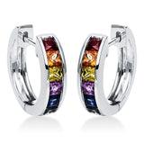 Creolen 18 kt WG, 12 Saphire 1,25 ct multicolor
