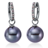 Ohrschmuck 18 kt WG, 10 Brill. 0,16 ct, W-si, 2 TA dunkel 10,5 mm