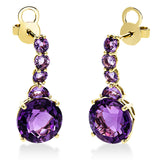 Ohrschmuck 18 kt GG, 2 Amethyste 0,40 ct, 2 Amethyste 5,40 ct, 6 Amethyste 0,70 ct