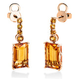 Ohrschmuck 18 kt GG, 2 Citrin 4,40 ct gelb, 8 Citrin 0,40 ct