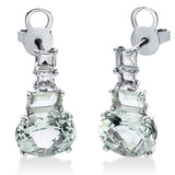 Ohrschmuck 18 kt WG, 2 Amethyste 0,50 ct grün, 2 Amethyste 3,70 ct grün, 4 Amethyste 0,50 ct grün