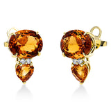 Ohrstecker 18 kt GG, 4 Brill. 0,10 ct, TW-si, 2 Citrin 7,40 ct gelb, 2 Citrin 1,50 ct gelb