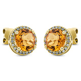 Ohrstecker 18 kt GG, 44 Brill. 0,20 ct, TW-si, 2 Citrin 2,80 ct