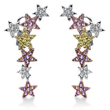 Ohrschmuck 18 kt WG+GG+RG, 36 Brill. 1,02 ct, TW-vsi, 22 Saphire 0,98 ct gelb, 66 Saphire 2,17 ct pink