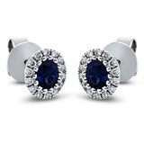 Ohrstecker 18 kt WG, 28 Brill. 0,19 ct, TW-si, 2 Saphire 0,90 ct blau
