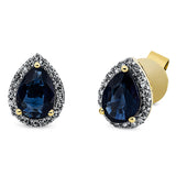 Ohrstecker 18 kt GG, Fassung rhodiniert, 38 Brill. 0,18 ct, TW-si, 2 Saphire 1,71 ct blau