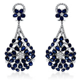 Ohrschmuck 18 kt WG, 98 Brill. 1,77 ct, TW-vsi, 10 Saphire 3,84 ct blau, 66 Saphire 23,64 ct blau