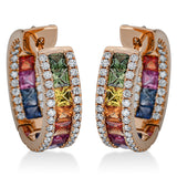 Creolen 18 kt RG, 124 Brill. 0,96 ct, TW-si, 32 Saphire 3,97 ct fancy