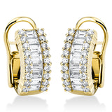 Creolen 18 kt GG, 16 Trap. 0,75 ct, TW-vsi, 36 Brill. 0,57 ct, TW-vsi