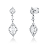 Ohrschmuck 18 kt WG, 2 Brill. 0,10 ct, 2 Tropfen 0,15 ct, 2 Nav. 0,82 ct, 70 Brill. 0,58 ct, TW-si