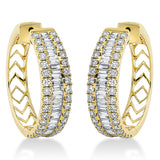 Creolen 18 kt GG, 54 Bag. 1,39 ct, TW-si, 68 Brill. 1,77 ct, TW-si