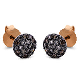 Ohrstecker 18 kt RG, Fassung schwarz rhodiniert, 38 Brill. 0,39 ct, braun