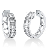 Creolen 18 kt WG, 34 Bag. 0,65 ct, TW-si, 84 Brill. 0,29 ct, TW-si