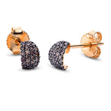 Ohrstecker 18 kt RG, Fassung schwarz rhodiniert, 54 Brill. 0,25 ct, braun