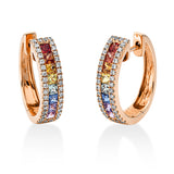 Creolen 18 kt RG, 76 Brill. 0,37 ct, TW-si, 16 Saphire 1,13 ct multicolor
