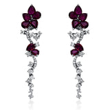 Ohrschmuck 18 kt WG, 26 Brill. 0,82 ct, W-si, 26 Brill. 0,16 ct, W-si, 14 Rubine 3,74 ct rot