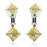 Ohrschmuck 18 kt GG+WG, GIA 4 pcs, 2 Cush 1,81 ct, 2 Cush 4,19 ct, gelb, 2 Bag. 0,46 ct, TW-vsi